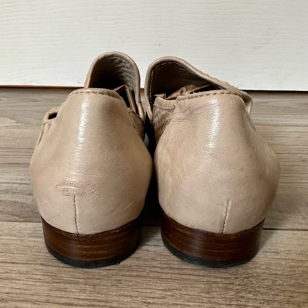 RON White Yara Made in Italy Woven Leather Loafers